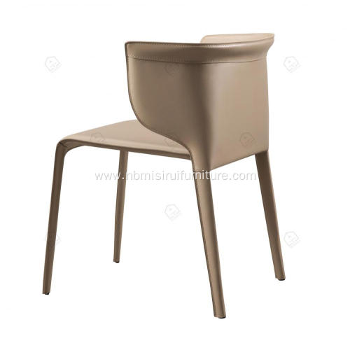 Italian minimalist khaki saddle leather single chairs